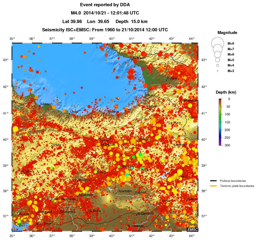 regional depth historical seismicity