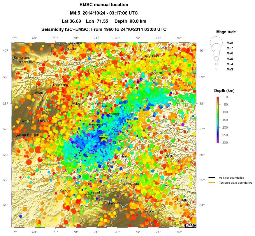 regional depth historical seismicity