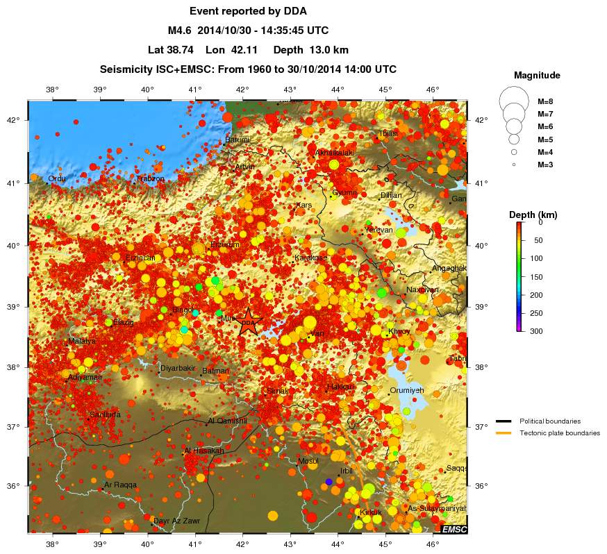 regional depth historical seismicity