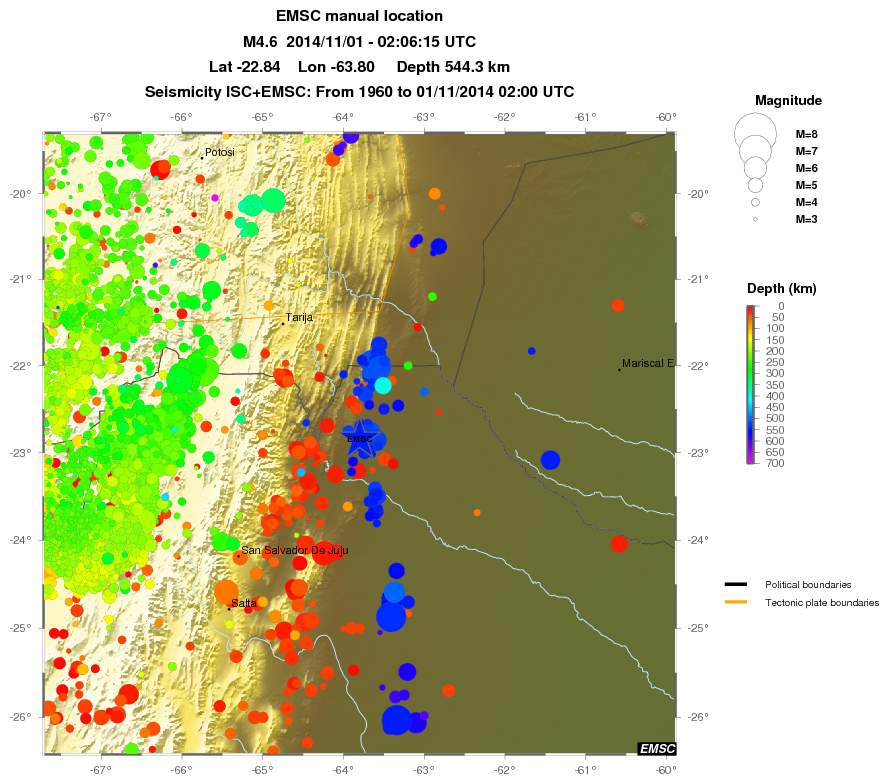 regional depth historical seismicity