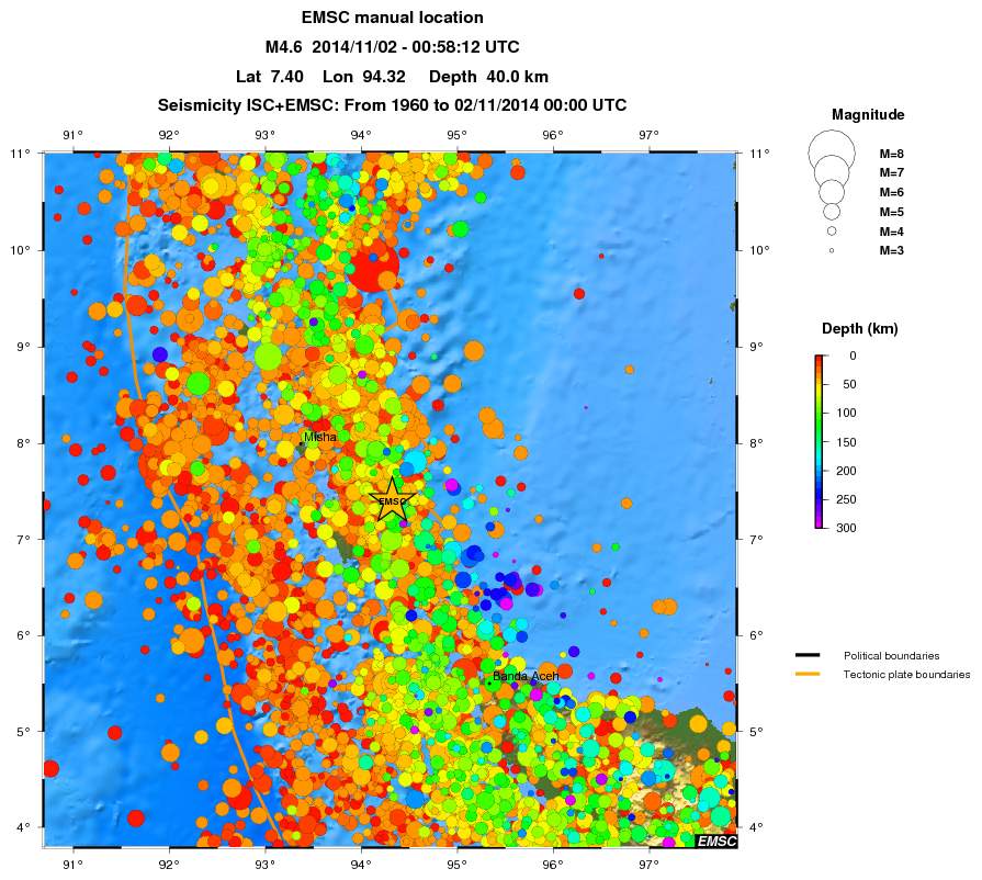 regional depth historical seismicity