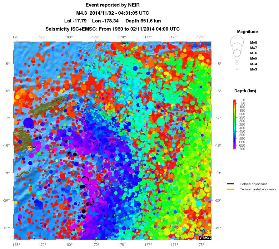 regional depth historical seismicity