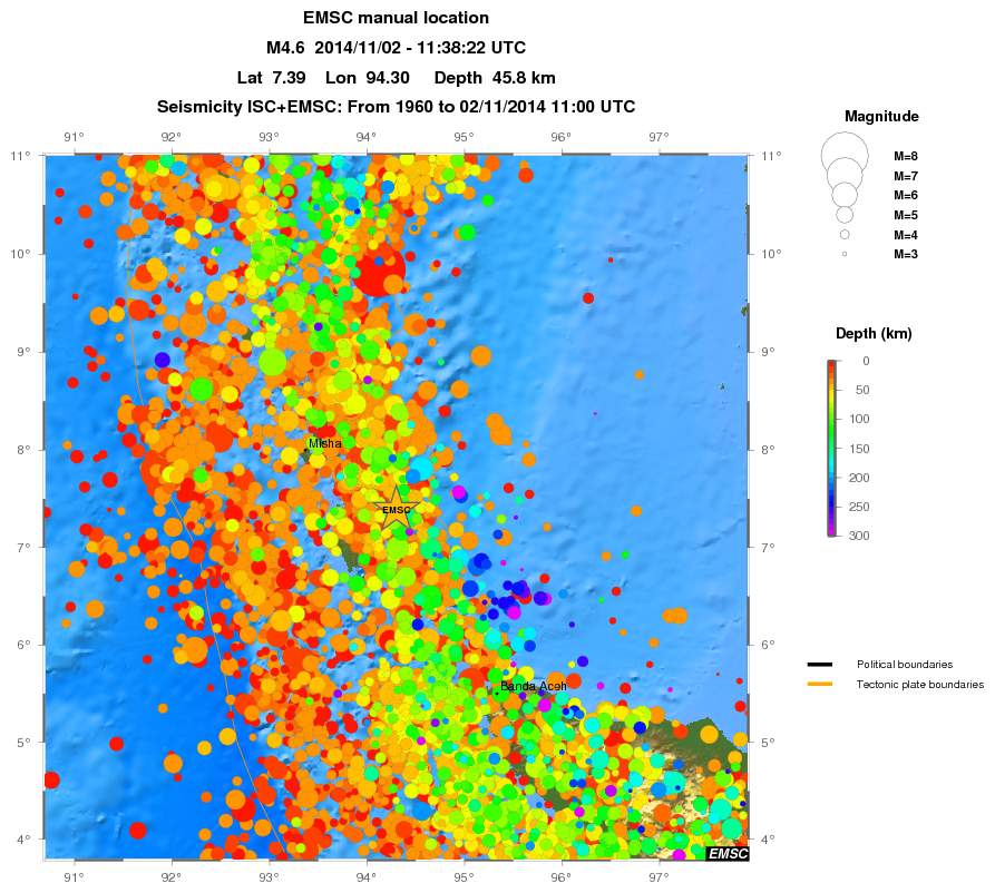 regional depth historical seismicity