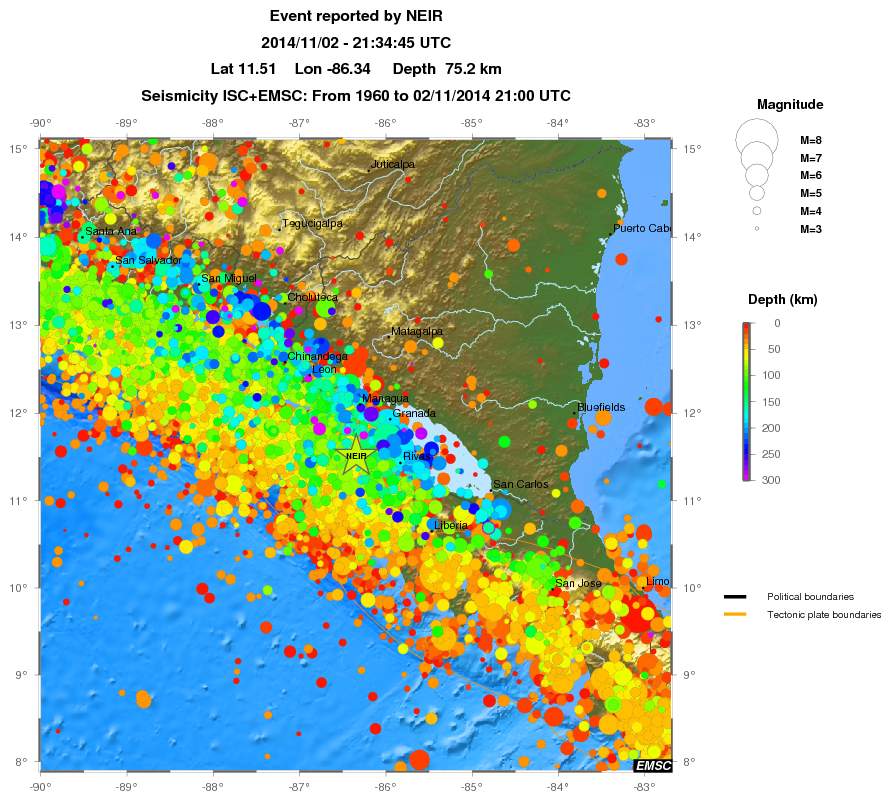 regional depth historical seismicity