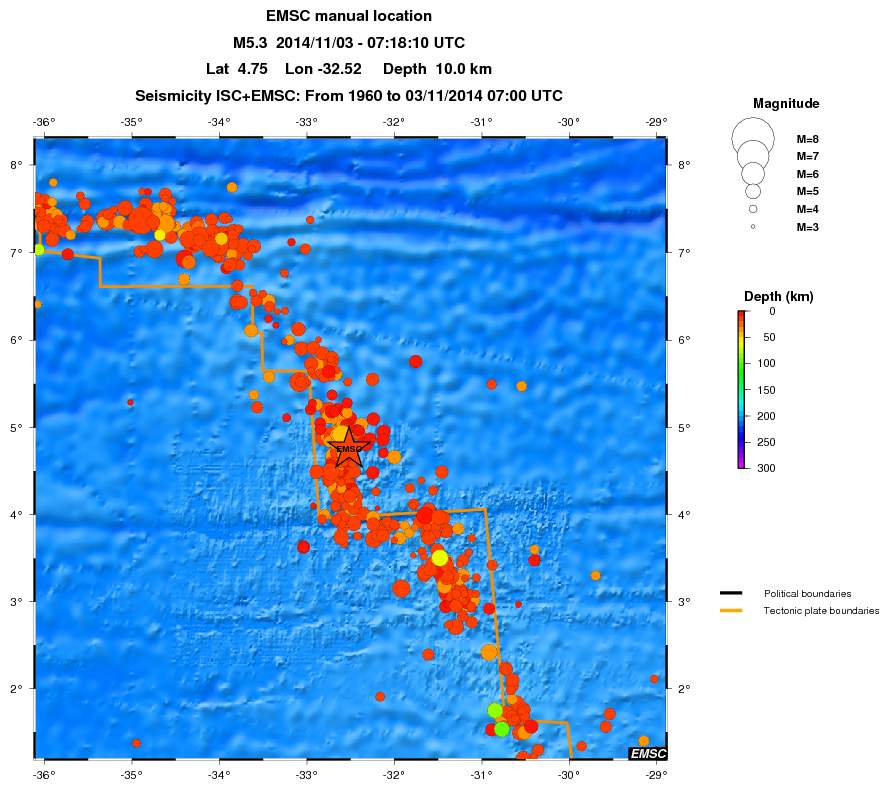 regional depth historical seismicity