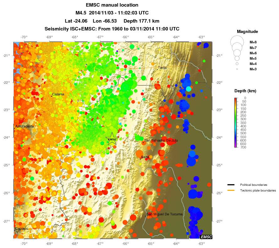 regional depth historical seismicity