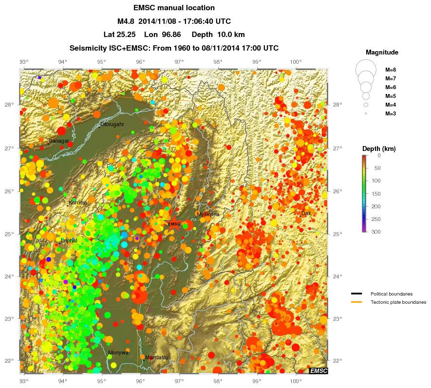 regional depth historical seismicity