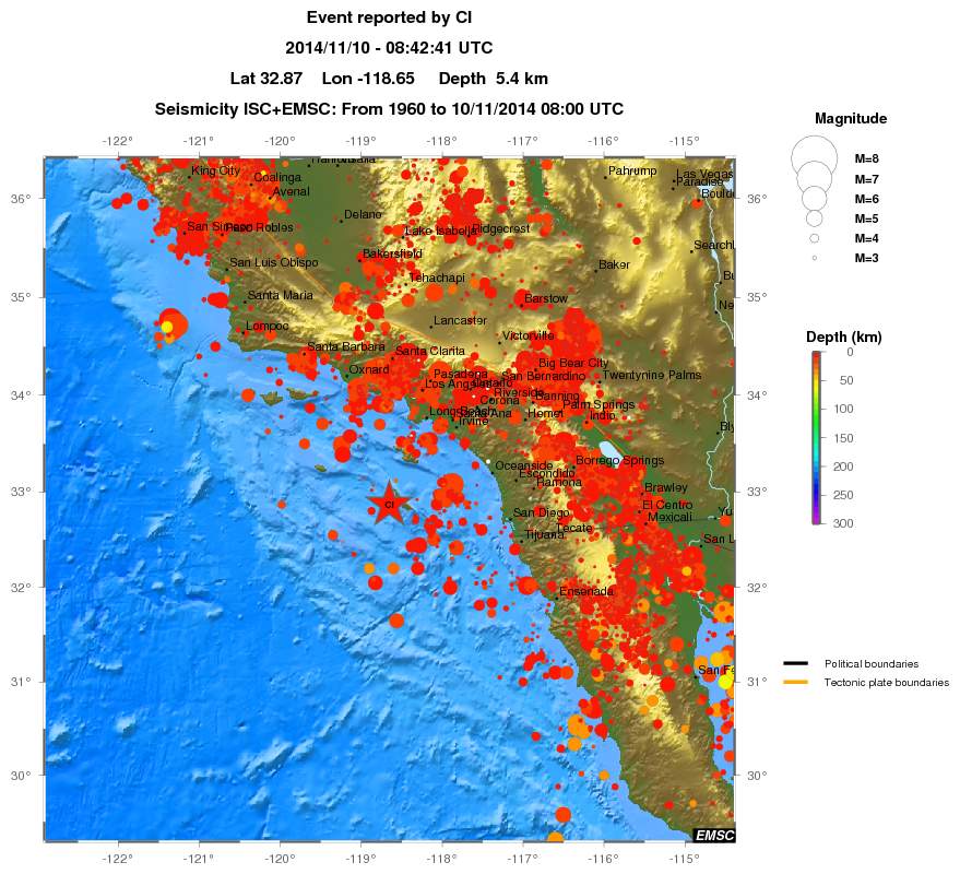 regional depth historical seismicity