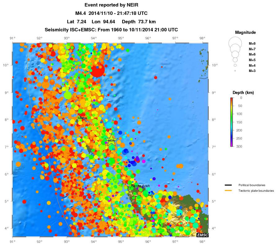regional depth historical seismicity