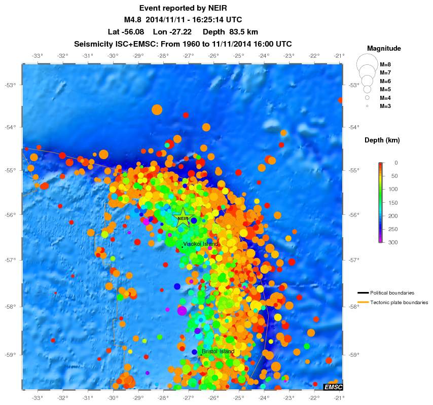 regional depth historical seismicity
