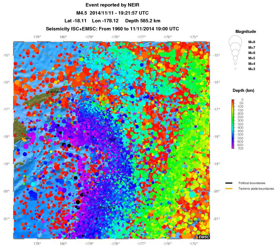regional depth historical seismicity