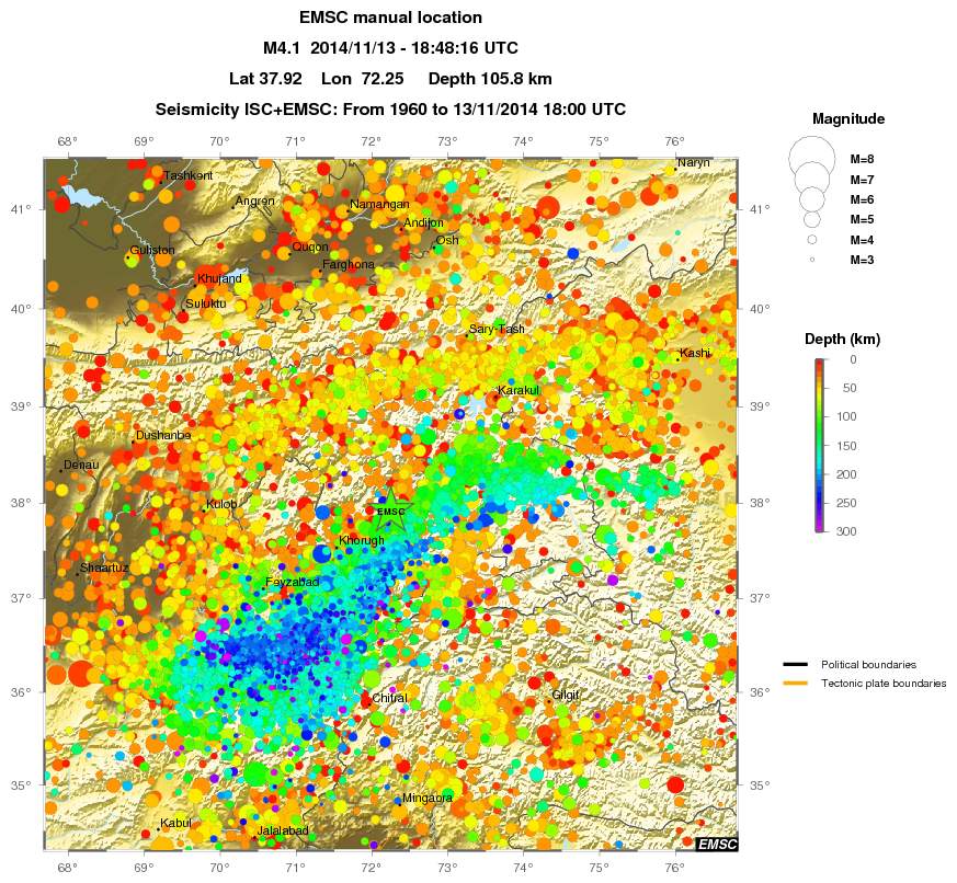 regional depth historical seismicity