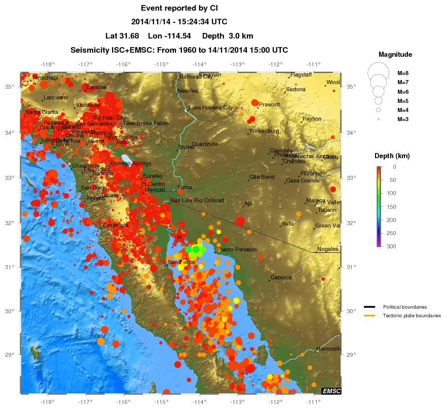 regional depth historical seismicity