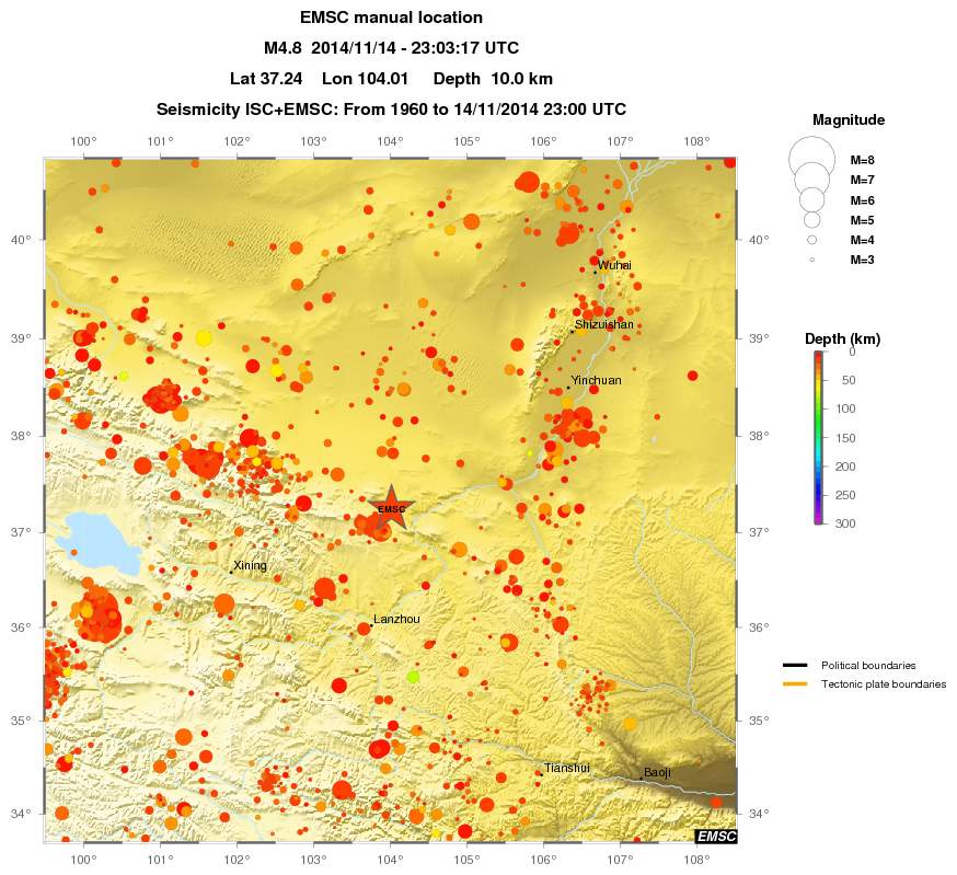 regional depth historical seismicity