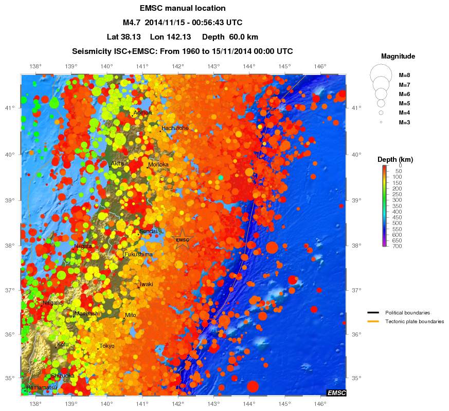 regional depth historical seismicity