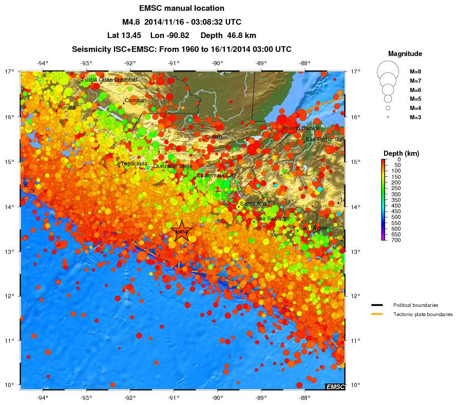 regional depth historical seismicity
