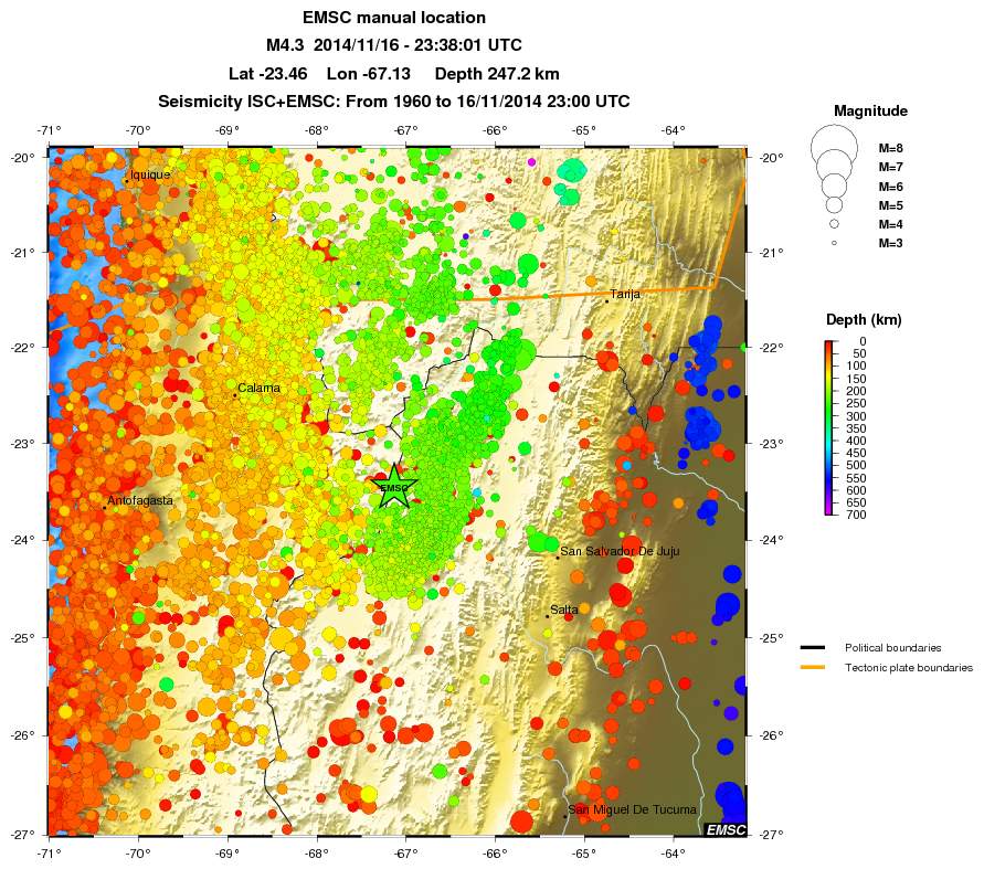 regional depth historical seismicity