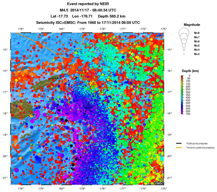 regional depth historical seismicity