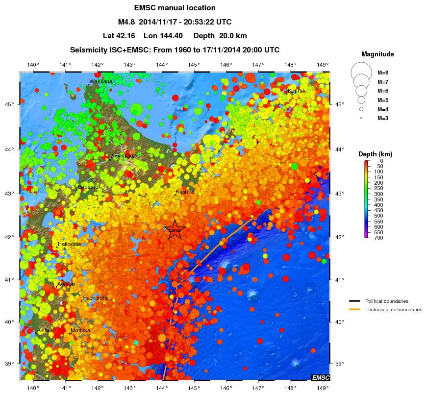 regional depth historical seismicity