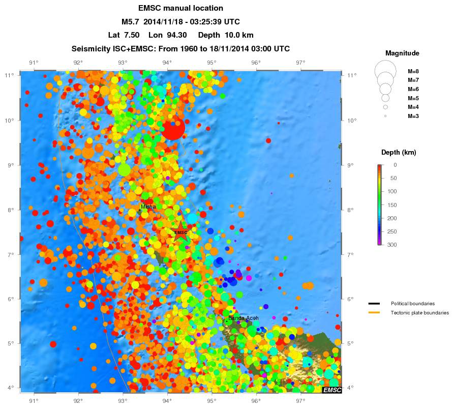 regional depth historical seismicity