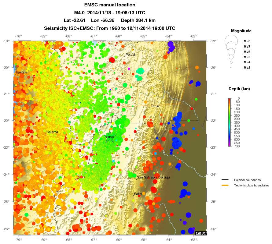regional depth historical seismicity
