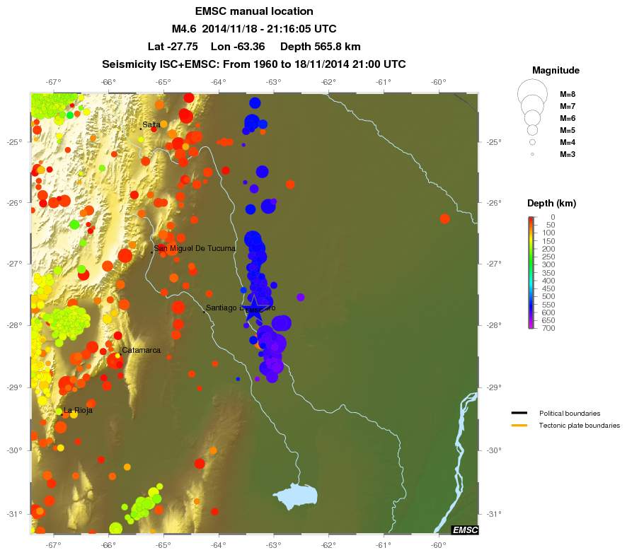regional depth historical seismicity