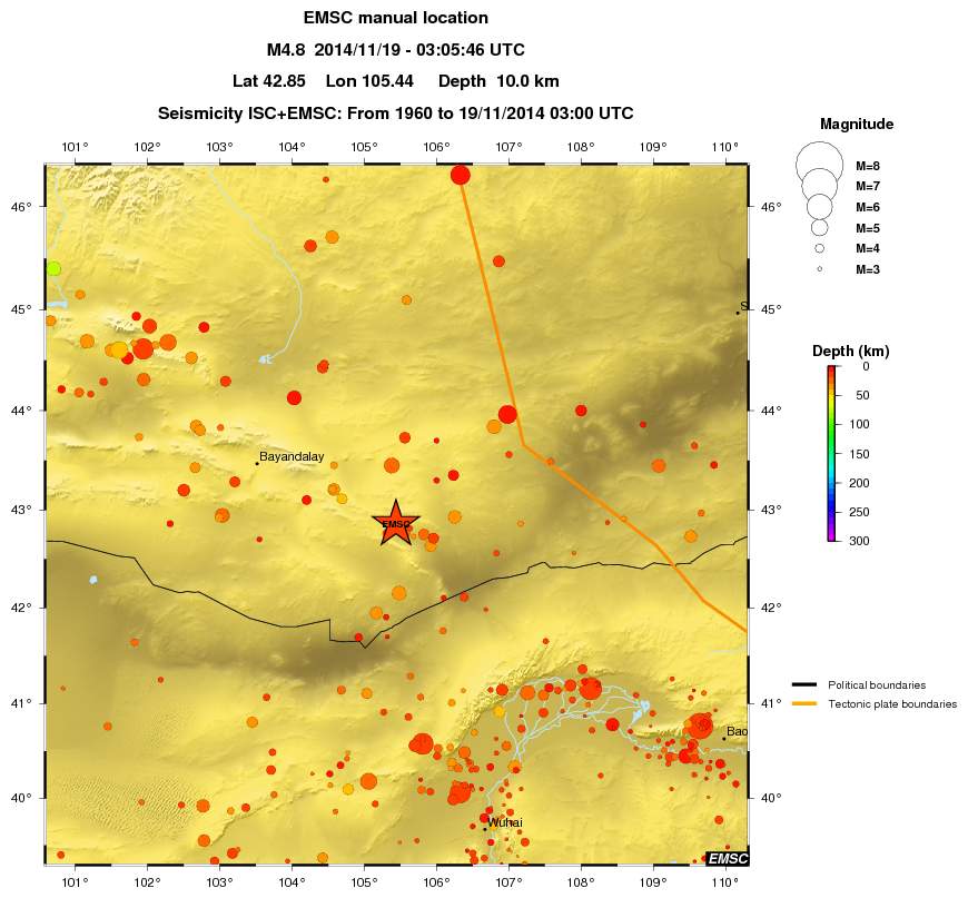 regional depth historical seismicity