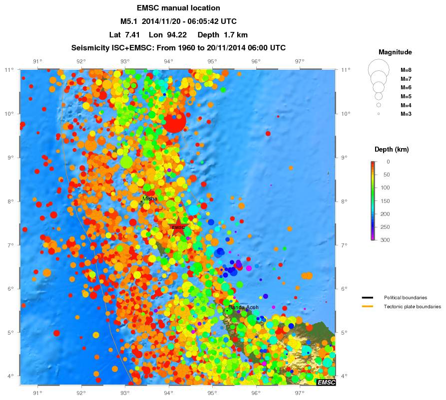 regional depth historical seismicity