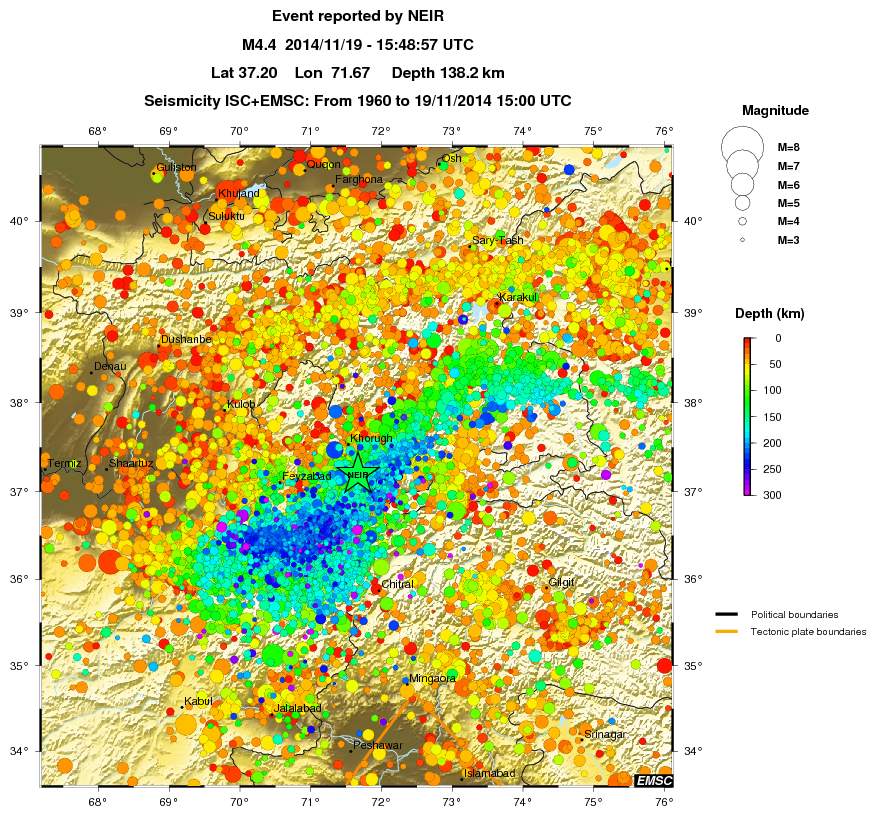 regional depth historical seismicity
