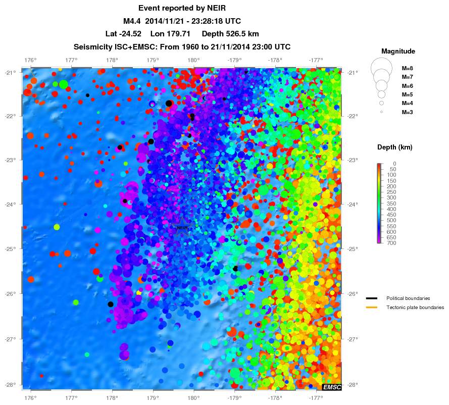 regional depth historical seismicity
