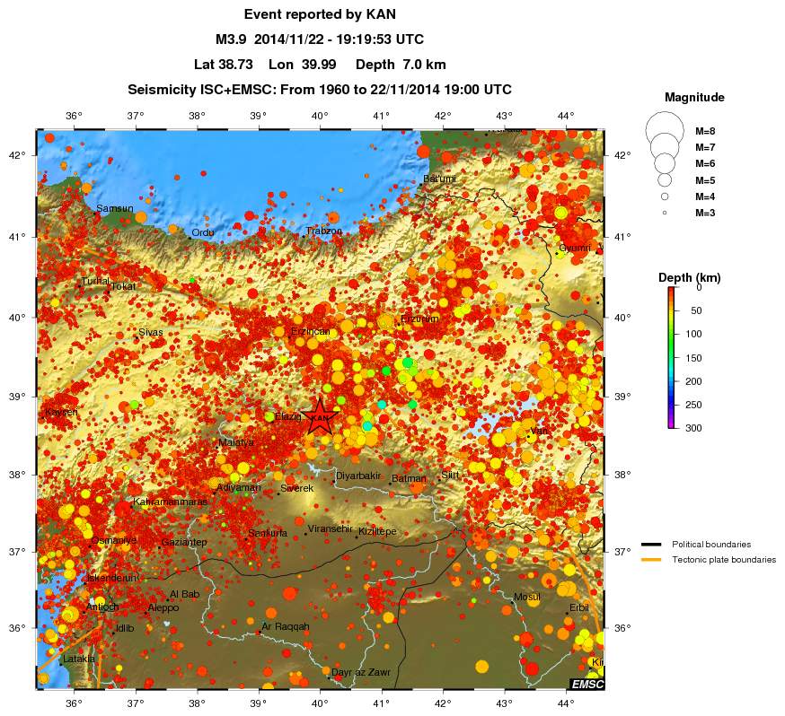 regional depth historical seismicity