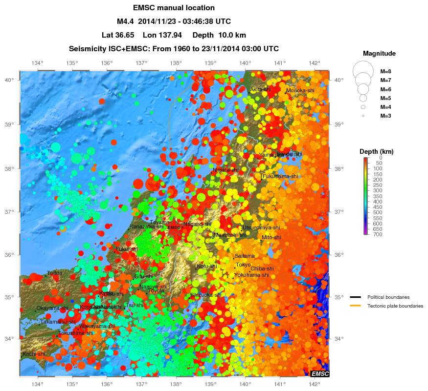 regional depth historical seismicity