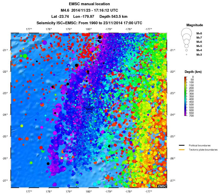 regional depth historical seismicity