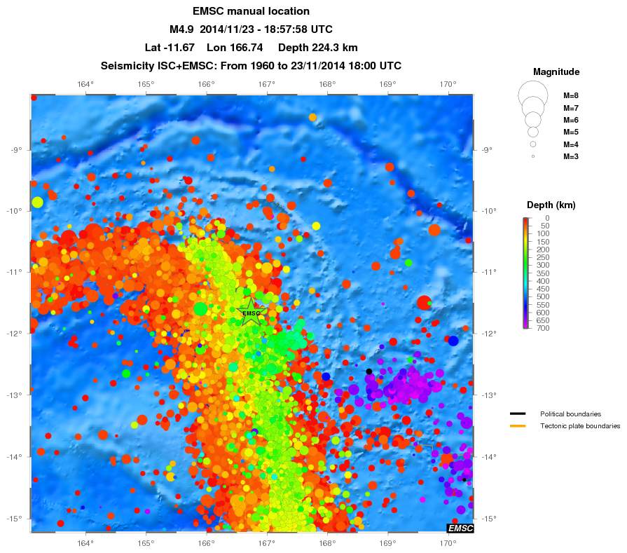 regional depth historical seismicity
