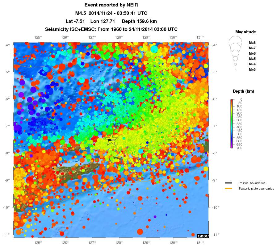 regional depth historical seismicity