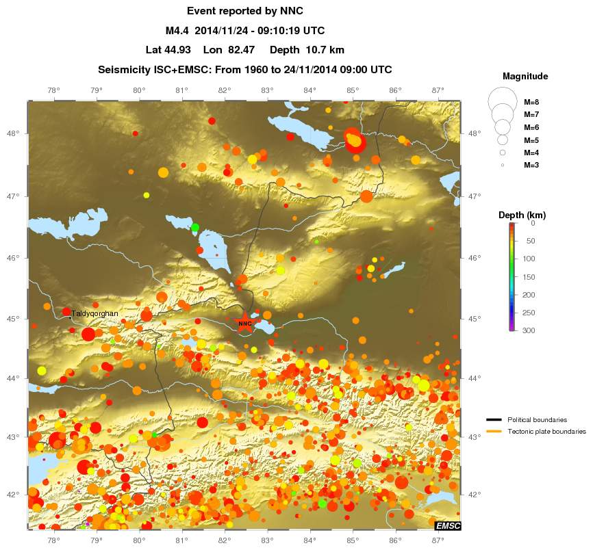 regional depth historical seismicity
