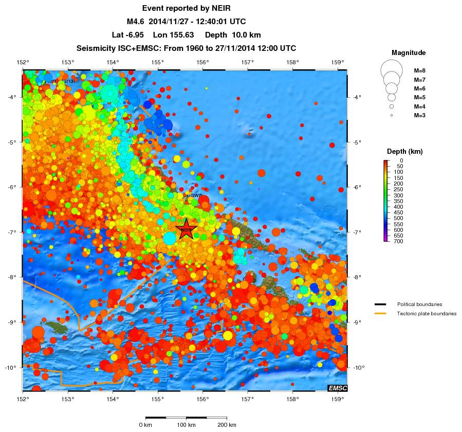 regional depth historical seismicity