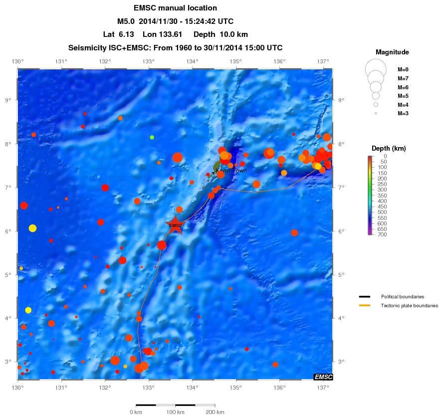 regional depth historical seismicity