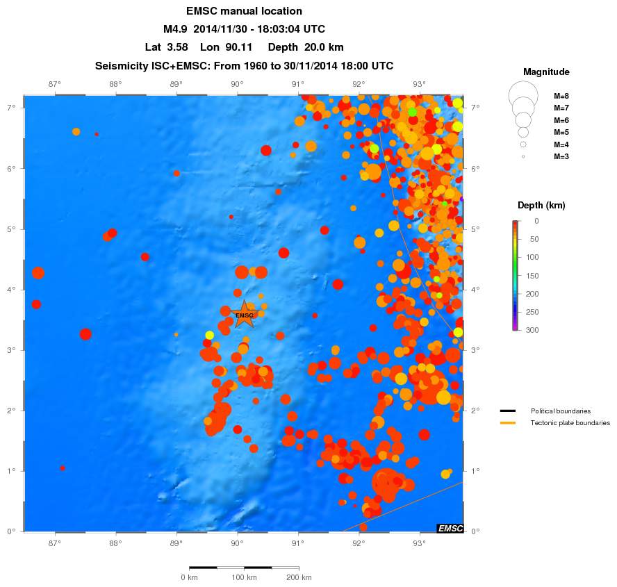 regional depth historical seismicity