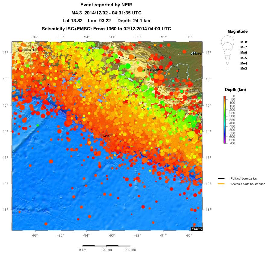 regional depth historical seismicity