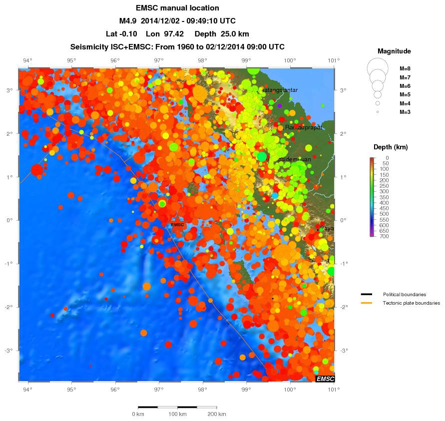 regional depth historical seismicity