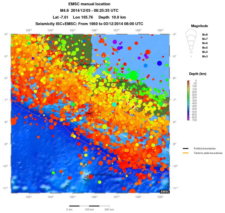 regional depth historical seismicity