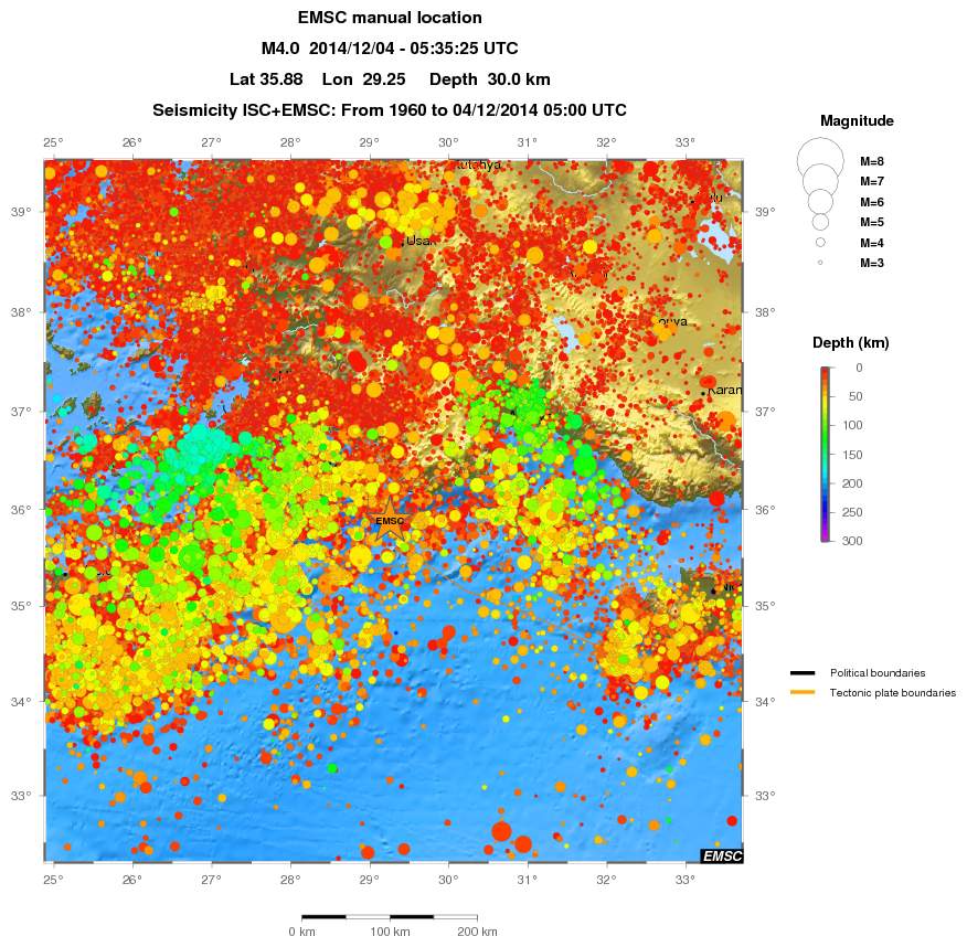 regional depth historical seismicity