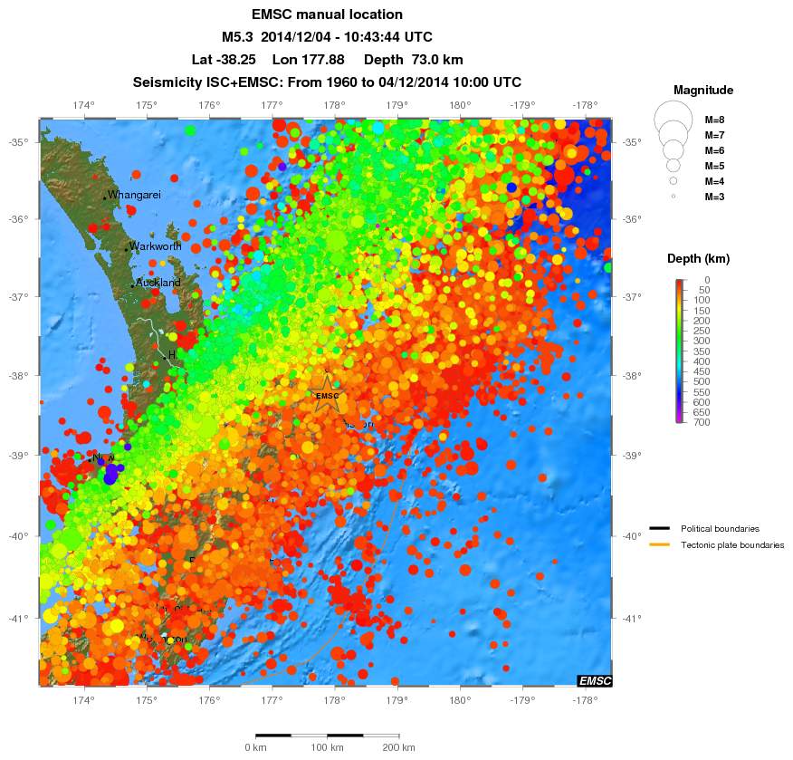 regional depth historical seismicity