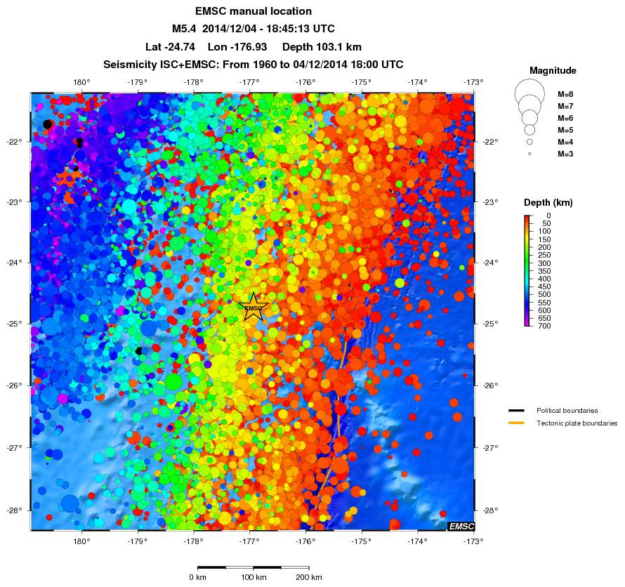 regional depth historical seismicity