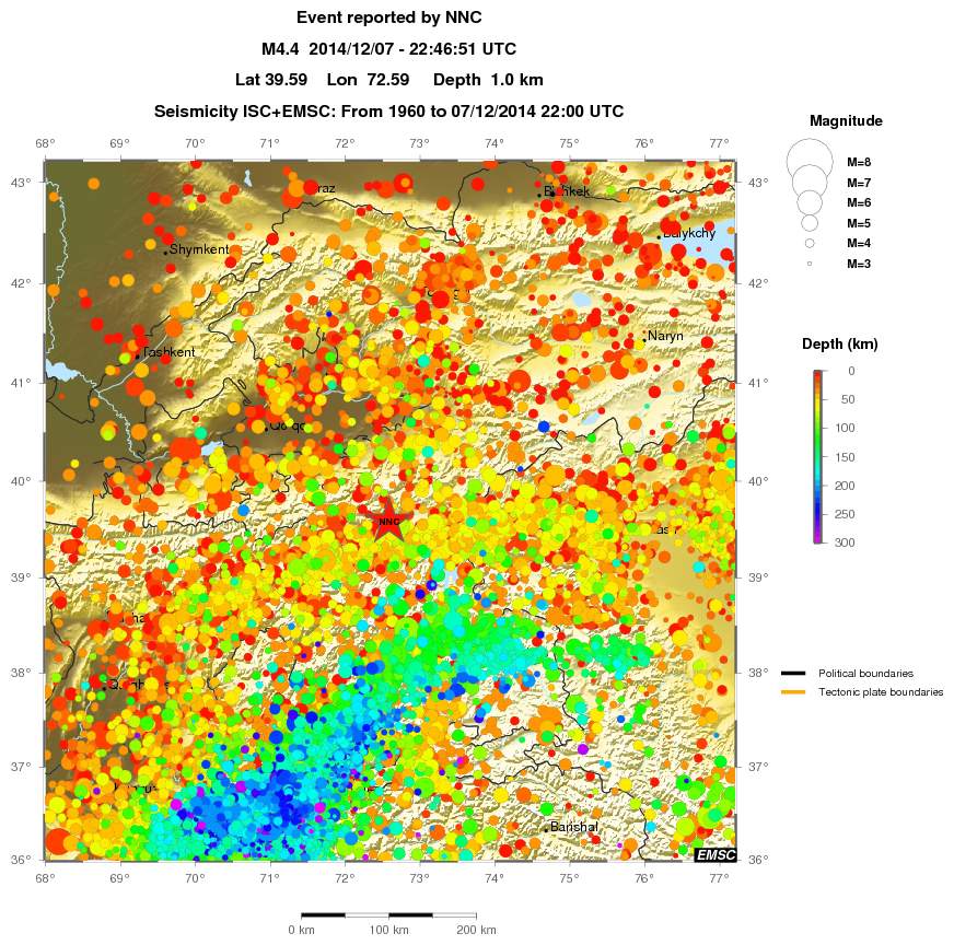regional depth historical seismicity