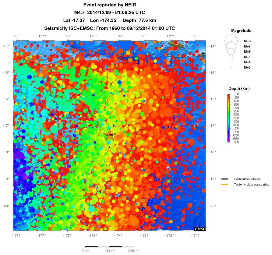 regional depth historical seismicity