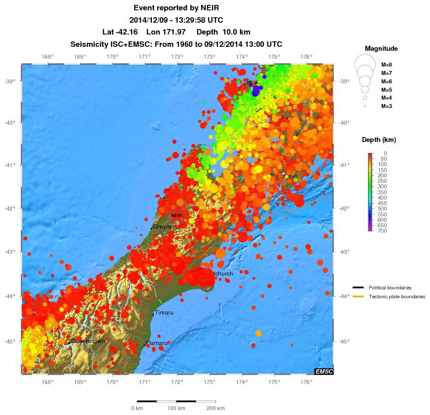 regional depth historical seismicity