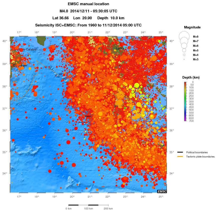 regional depth historical seismicity