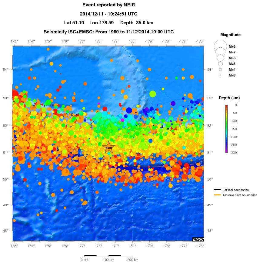 regional depth historical seismicity